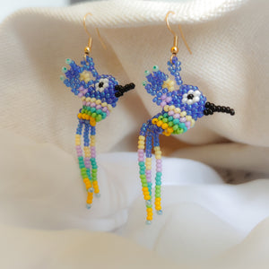 Aretes Colibrí Azules Pastel